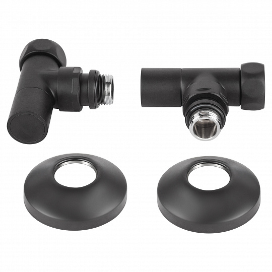 Вентиль запорный угловой BP-HP 3/4″х1/2″,круглый,черный матовый